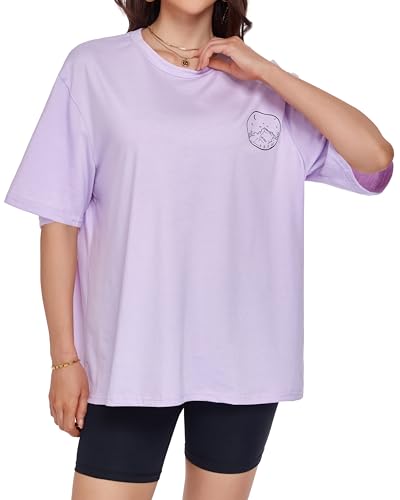 ADOREJOY Oversized Tshirts for Women Crewneck Summer Graphic Tees Short Sleeve Loose Basic Tops - Image 5