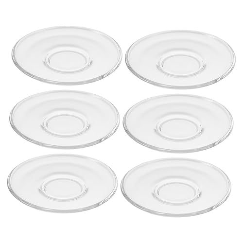 SOLUSTRE Set of 6 Glass Coasters Saucers Tea Cup Coasters Home Restaurant Table Decor