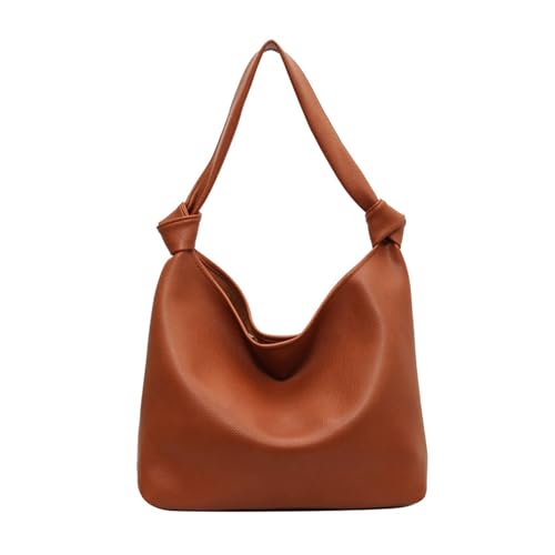 Sac souple femme bandoulière marron sac à main décontracté couleur unie ajustable