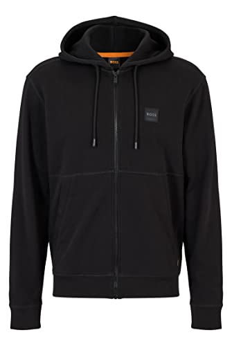 BOSS Herren Zetalky Kapuzenjacke aus Baumwoll-Terry mit Logo-Aufnäher...