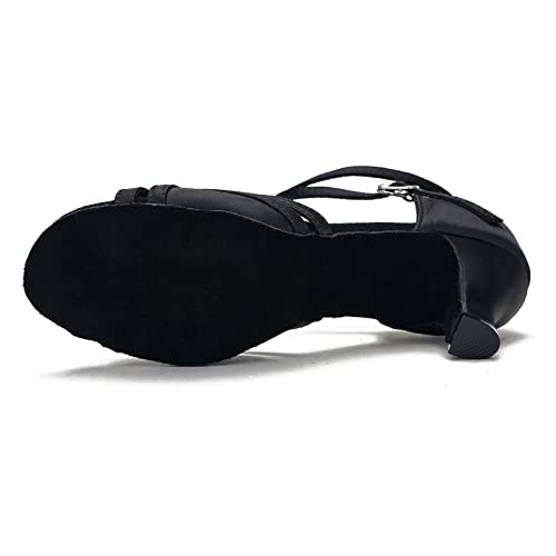 Cleecli Women's Ballroom Dance Shoes Latin Salsa Dancing Shoes Adjustable Toe Width 2.5 Inch Heel Zb11(9.5,Black-2.5 Inch Heel) #TOP4