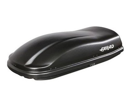 Farad JE50FLI30+AZ03030036 - Box da Tetto Marlin 400 LT Nero + Barre PORTATUTTO Lux in Acciaio per Auto con Railing O MANCORRENTI
