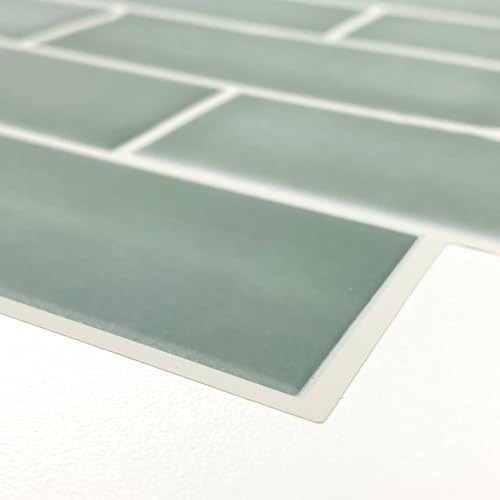 Mosaico de azulejos de vidrio verdes autoadhesivos vinilos decorativos pared 8