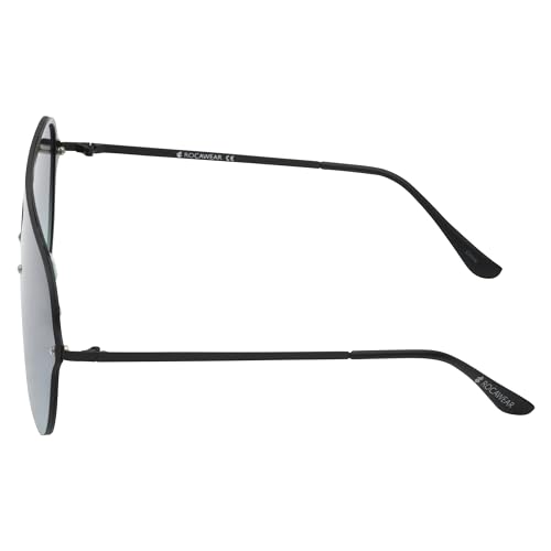 Image of Rocawear mens R1522 Stainless Metal Shield Uv400 Protective Aviator Pilot Sunglasses. Gifts for Men With Flair, 150 Mm Aviator Sunglasses