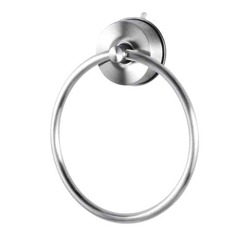 YOHOM Suction Cup Towel Ring Hand Towel Holder for Bathroom Vacuum Suction Washcloth Holder Dish Towel Hanger for Shower Wall No Drill Stainless Steel Brushed Finish, 1 PCS by YOHOM - Used condition - US$8.90