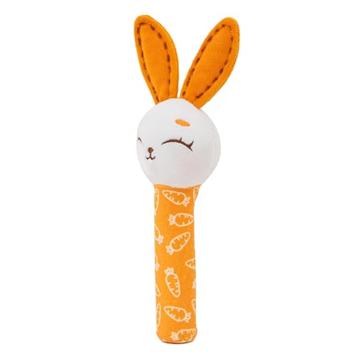 Image of Mirada Soft Plush Bunny Rattle Toy for Babies - 18cm Squeeze Handle with Squeaky Sound | Cute Toddler Toy for Early Skill & Sensory Development - 18cm