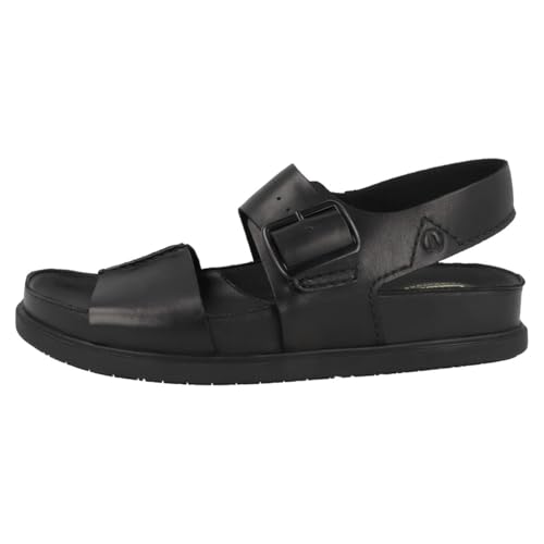 Clarks メンズ Torford ストラップ フラットサンダル, ブラック(ブラックレザー)。, 47