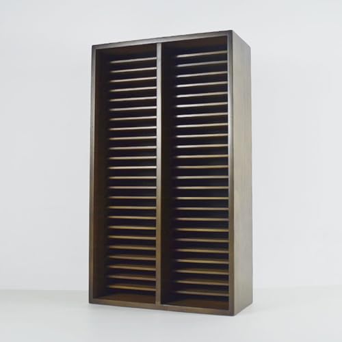 CD Holder, Black Walnut Color CD Jewel Cases Organizer for Table or Wall Mount, DVD Holder Rack CD Storage Shelf, CD Collection Display Rack Holds 50 CD Cases