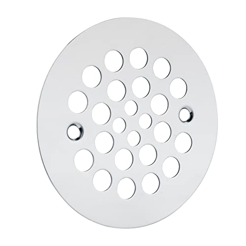 Artiwell 4-1/4“ Shower Strainer Drain Trim Set, Screw-in Shower Strainer Drain Cover, Plastic-Oddities Style Replacement Strainer Grid,Machine & Self-Tapping Screws Included (CHROME PLATED)