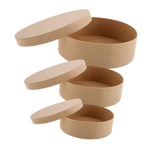 Hemobllo 3 piezas Cajas Redondas de Papel Kraft Resistentes para Almacenamiento y Embalaje de Regalos para Té Manualidades y Dulces