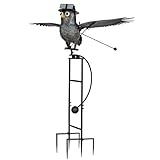 DEMAGNNIE Kinetic Owl Metal Garden Rocker, 81" High Flying Owl Garden Stake, Rocking Bird Sculpture Yard Stakes with Flapping Wings, Decorative Garden Stakes for Outdoor Decor,