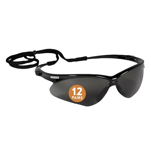 Jackson Safety V30 Nemesis okulary ochronne (22475), przydymiona soczewka przeciwmgielna z czarną ramką, 12 par/etui