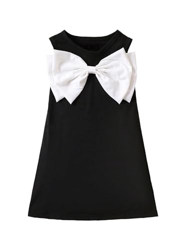 GORGLITTER Girl's Dresses Bow Front Sleeveless Sundress Round Neck Tank Short A Line Toddler Dress