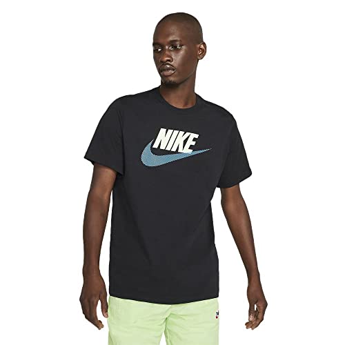 NIKE M NSW Tee Alt Brand Mark 12MO T-Shirt, Black/(lt Photo Blue), XS Uomo