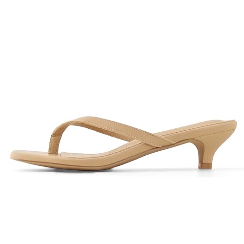 Image of Women's Flip-Flops Kitten Heels Thong Sandals For Women Square Toe Slip On Fashion Summer Dress Sandals