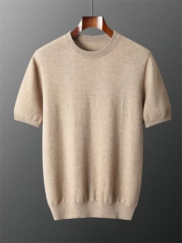 Mens Short Sleeve Pullover Sweater Round Neck Knitted Pullovers Casual Tops2