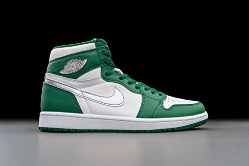 Jordan Men's 1 Retro High OG shoes, Gorge Green/Metallic Silver-wh, 92