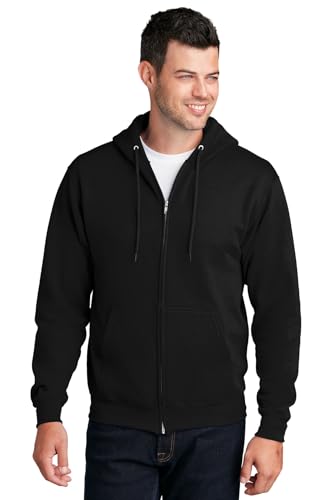 Port & Co Classic Fleece Full-Zip Hooded Sweatshirt-PC78ZH-L-Jet Black