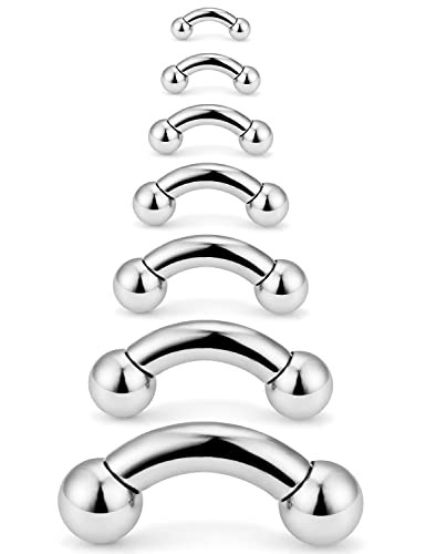 Ocptiy 16G 14G 12G 8G 6G 4G 2G Pa Ring Cvh Piercings Stretching Kit 316l Surgical Steel Snake Eye Tongue Ring Curved Barbell Nipple Lip Belly Eyebrow Rings Piercing Jewelry for Women Men 12mm-16mm