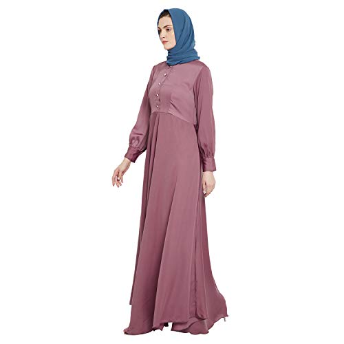 Image of Nabia Solid Premium Nida Fabric Lose fit Cuffed Sleeves Maxi Dress Abaya For Women