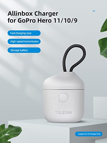TELESIN Kit de carregador e leitor de cartão SD AllinBox – Carregador triplo para GoPro Hero 9 Preto
