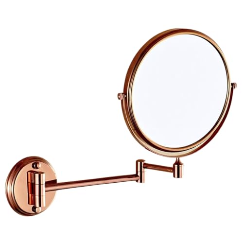Image of Wall Mount Shaving Mirror II Makeup Mirror II Bathroom Mirror with 5X Magnifying Mirror (Rose Gold,8 Inch)