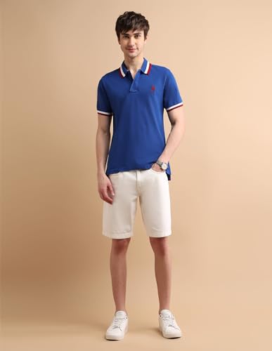 Image of U.S. Polo ASSN. Solid Slim Fit Polo T Shirts for Men - 100% Cotton, Half Sleeves Mens Tshirt