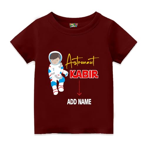 Image of Customised Astronaut Theme T Shirt Birthday Decoration for Boys - Kids Personalised Custom Return Gifts (cus-Astro-boy)