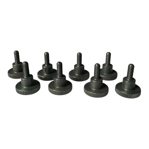 Image of PrecisionGeek® – M4 Knurled Screws Made of Black Oxide Steel DIN 464 – Flat Head with Flanged Knurled Head – Various Lengths & Set Sizes (8 mm · Set of 8)