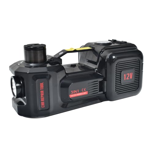 雑貨の国のアリス 電動ジャッキ 電動油圧ジャッキ 5t 車用ジャッキ 12V 耐荷重 5トン 5000Kg DC油圧式 Ledライト付 ジャッキアップ タイヤ交換用 (ブラック)