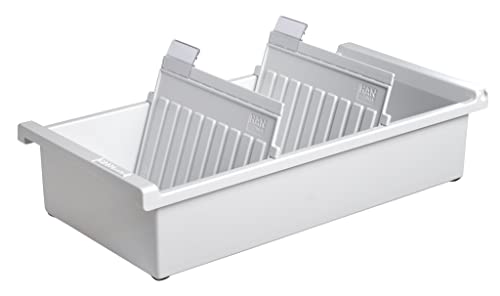 HAN Karteitrog DIN A6 quer, modernes Design für 1.300 Karteikarten, inklusive 2 Stützplatten mit Sichtreitern, 956-0-11, lichtgrau