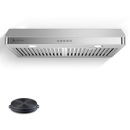 AMZCHEF 30" Under Cabinet Range Hood, 750CFM Vent Hood Button Control