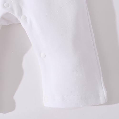 Image of HMD Baby Boy Long Sleeve Gentleman White Shirt Waistcoat Bowtie Tuxedo Onesie Jumpsuit Overall Romper