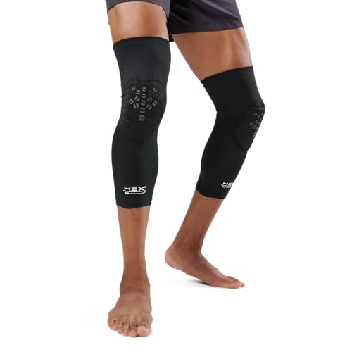 Image of Knee Compression Sleeves: McDavid Hex Knee Pads Compression Leg Sleeve for Basketball, Volleyball, Weightlifting, and More - Pair of Sleeves