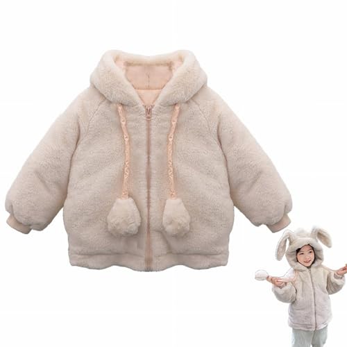 Toddler Girls Thick Fleece Jacket Hooded Full-Zip Solid Puffy Windproof Outerwear Warm Cute Shaggy (Coffee, 3-4 Years)2