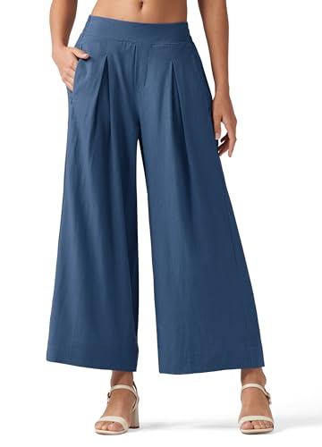 Willit Women's Linen Pants Wide Leg Casual Beach Summer Pants Palazzo Lounge Pants with Pockets