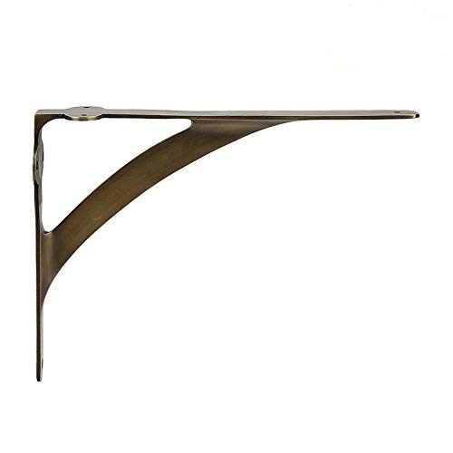 [Set Of 2] Shelf Brackets For 8", 10", 12" Shelves - Antique Brass Finish - 9.88" X 7.38" - Heavy Duty Brass Shelf Bracket - L Brackets For Wall Shelves - Easy To Install - Hardware Included #TOP1