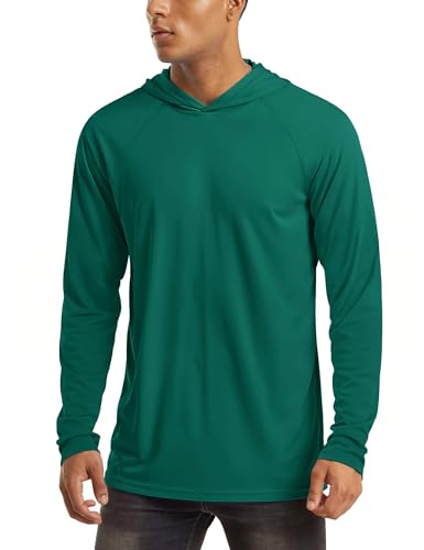 Image of MAGCOMSEN Men's Hooded UPF 50+ Sun Protection T Shirts Long Sleeve Athletic Fishing Shirts Rash Guards