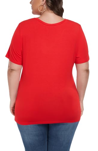 Image of ForHailey Women's Plus Size Short Sleeve Tee Shirt V Neck Basic Ladies Loose Fit T Shirt 1X-5X