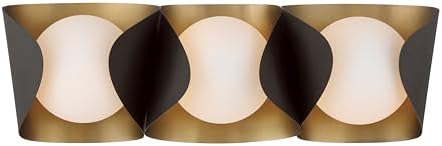 Minka Lavery 3773-855 Flare 3 Light 24" Wide Bathroom Vanity Light - Dark Bronze and Legacy Brass with Etched Opal Glass