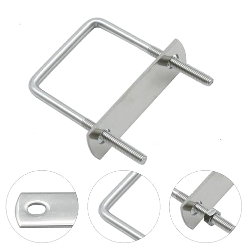 Image of VIKKSAER 6 Pcs Square U-Bolts, 2 inch /50mm Inner Width 304 Stainless Steel U Bolts, Square U Shaped Bolts with Frame Plates for Trailer Ski Boat Sailboat