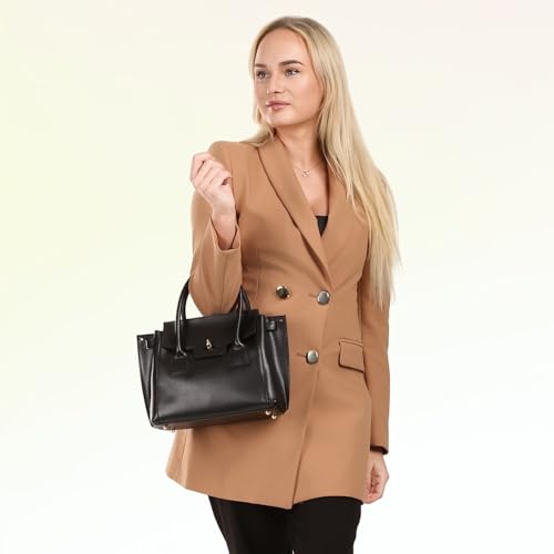 Sac à main noir compact OTT848HS1 taille M avec base stable 8cm - 2