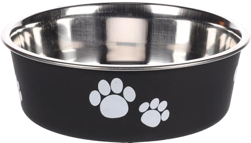Hundenapf personalisiert aus Edelstahl XS 300 ml schwarz – Katzennapf – rutschfest, leicht & hygienisch – Futter- & Wassernapf mit Namen für kleine Hunde & Katzen