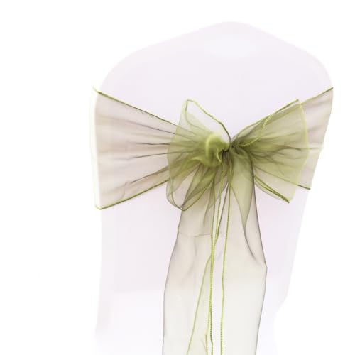 Wisafory 20 lazos de organza para sillas de boda, lazos para sillas, lazos para sillas, cintas de organza, lazos de tul, lazos para sillas de boda, fiestas, decoración verde