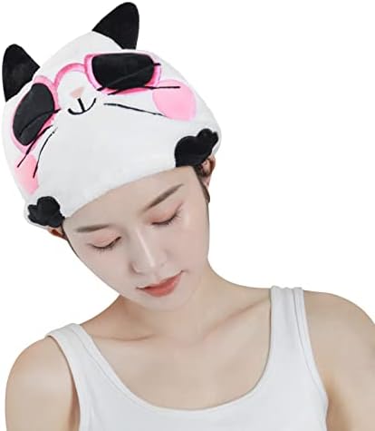 Hair Towels Wrap Super Absorbent Quick Dry Cute Cosplay Animal Hair Turbans Bath Hair Towel for Girl Women Anti Frizz (Pink （cat）)