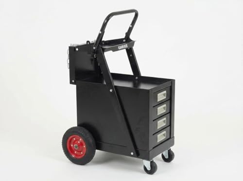 Welding Cart with Drawers, Welder Cart on Wheels with Swivel Casters & Safety Chains, Large Capacity Heavy Duty Welding Cart for TIG MIG Welder and Plasma Cutter, Black