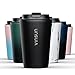 Vinsun Mug Isotherme Inox 350ml Noir - Tasse Thermos a Café & Thé avec Couvercle - Isolée, Étanche, sans BPA - Gobelet a Emporter (Voyage, Voiture, Travail)