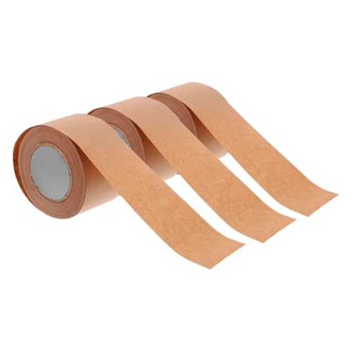 BESTonZON 3 Rollos de Cinta Cinta de Embalaje Kraft Marrón Reforzada de Papel Kraft 57 Mm X 30 M Resistente y Adhesiva para Sellado y Embalaje Doméstico y Profesional