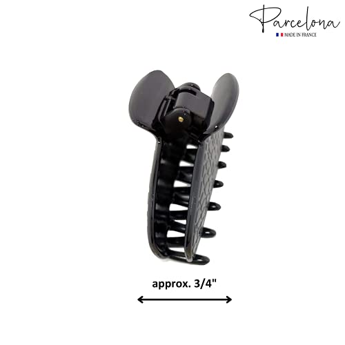 Parcelona France Croco Black Medium 3 1/2 inch Covered Spring Celluloid Acetate No Slip Grip Jaw Hair Claw Clip for Women and Girls, Made in France miniatura 6
