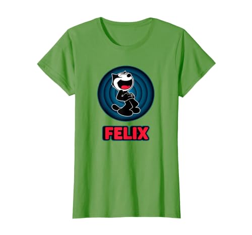 Happy Felix Cat Cartoon Circle Retro Felix Cat Comics T-Shirt, Women, Grass Green, 3X-Large